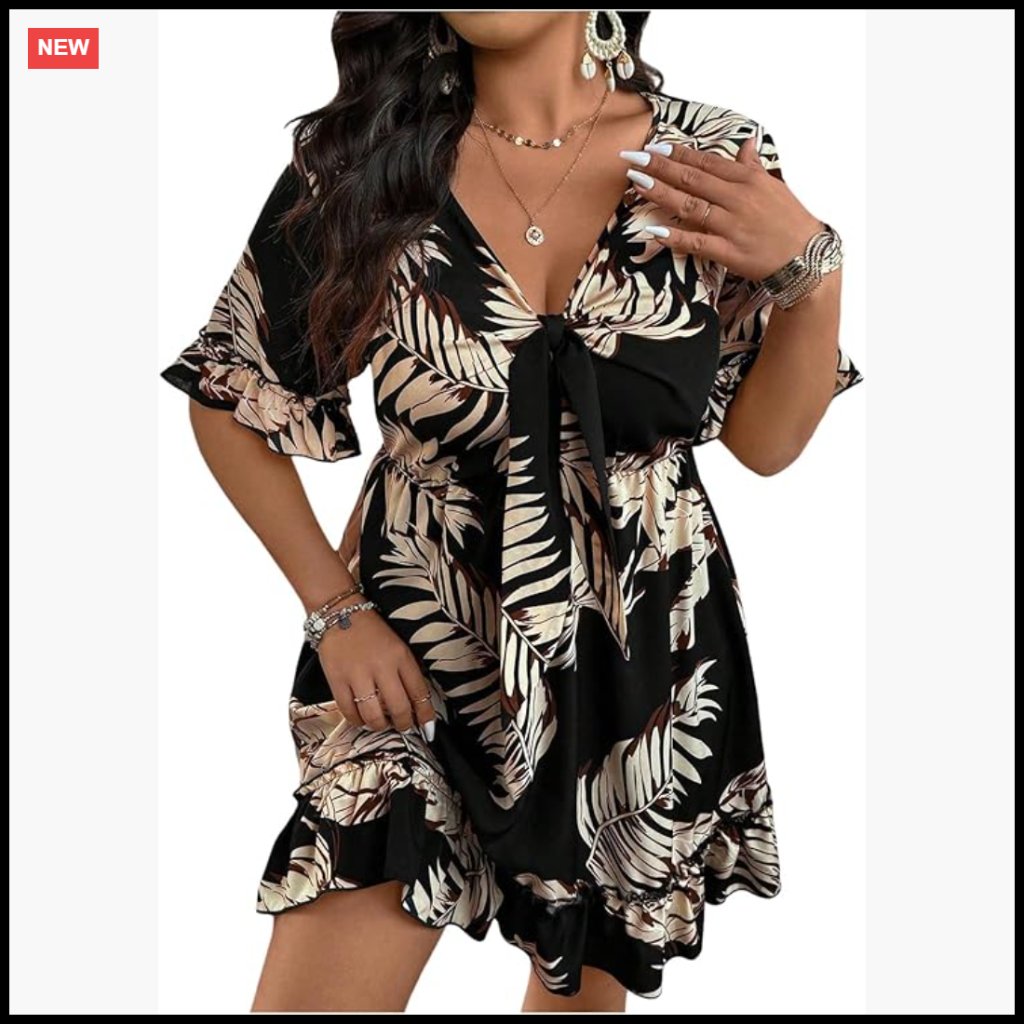 Wrap V Neck Ruffle Hem A Line Short Dress Casual Chic Summer Wear